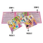 Kiddale Sparkle Friends Story Magnetic Puzzle Book for Kids 2-7 years | 2 Short Stories & 2 Picture Puzzles | Travel & Friendship Theme | Ideal Gift Book