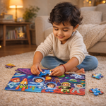 Kiddale Space Story Magnetic Puzzle Book(3-7yrs) | Zuzu & Max Space Adventure & Galaxy Rescue Stories with 2 Picture Puzzles | Fun Activity Book for Kids