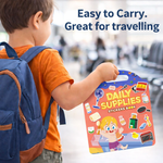 Kiddale Daily Supplies Jelly Sticker Book for Kids 2–7 Years | Reusable & Washable Stickers | Everyday Objects Learning | Foldable Play Scenes | Travel Activity Book