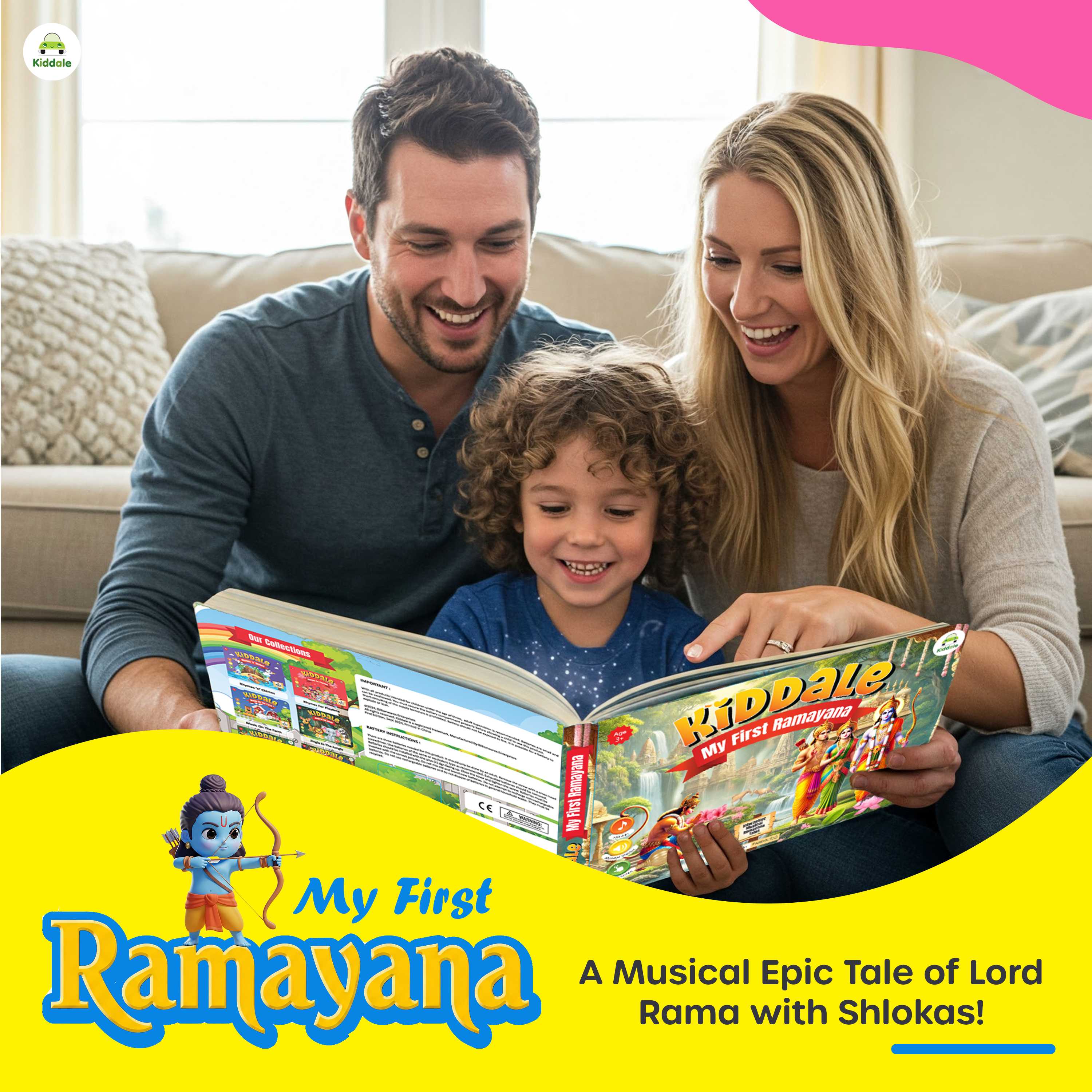 Kiddale Musical Books Trio: Ramayana, Krishna, Shlokas & Mantras - Interactive Pack of 3.