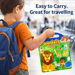 Kiddale Animal World Jelly Sticker Book for Kids 2–7 Years | Reusable & Washable Stickers | Big Fold-Out Play Scenes | Easy Carry Travel Activity Book for Toddlers
