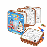 Kiddale DIY Reusable Water Painting Book for Kids 3-8 years | Transportation Theme | Magic Water Coloring with Water Pen | 4 Reusable Painting Sheets & 2 Sticker Sheets | Mess-Free Travel Activity Book