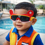 Kiddale Kids Sunglasses for Boys & Girls | UV400 Polarized Sun Glasses | Flexible TPEE Frame |Color Red/Yellow