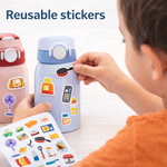 Kiddale Pack of 3 Sticker Books for Kids | Reusable & Washable Stickers | Big Fold-Out Play Scenes | Easy Carry Travel Activity Book for Toddlers