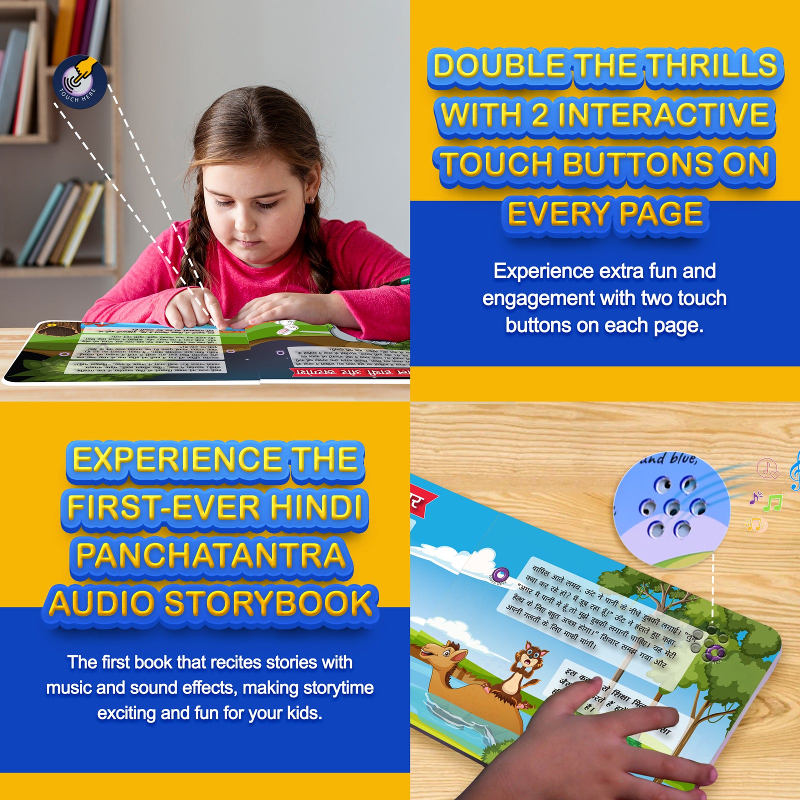 Kiddale 3-Pack Music on the Farm, Hindi and English Panchatantra Musical Interactive Sound Books