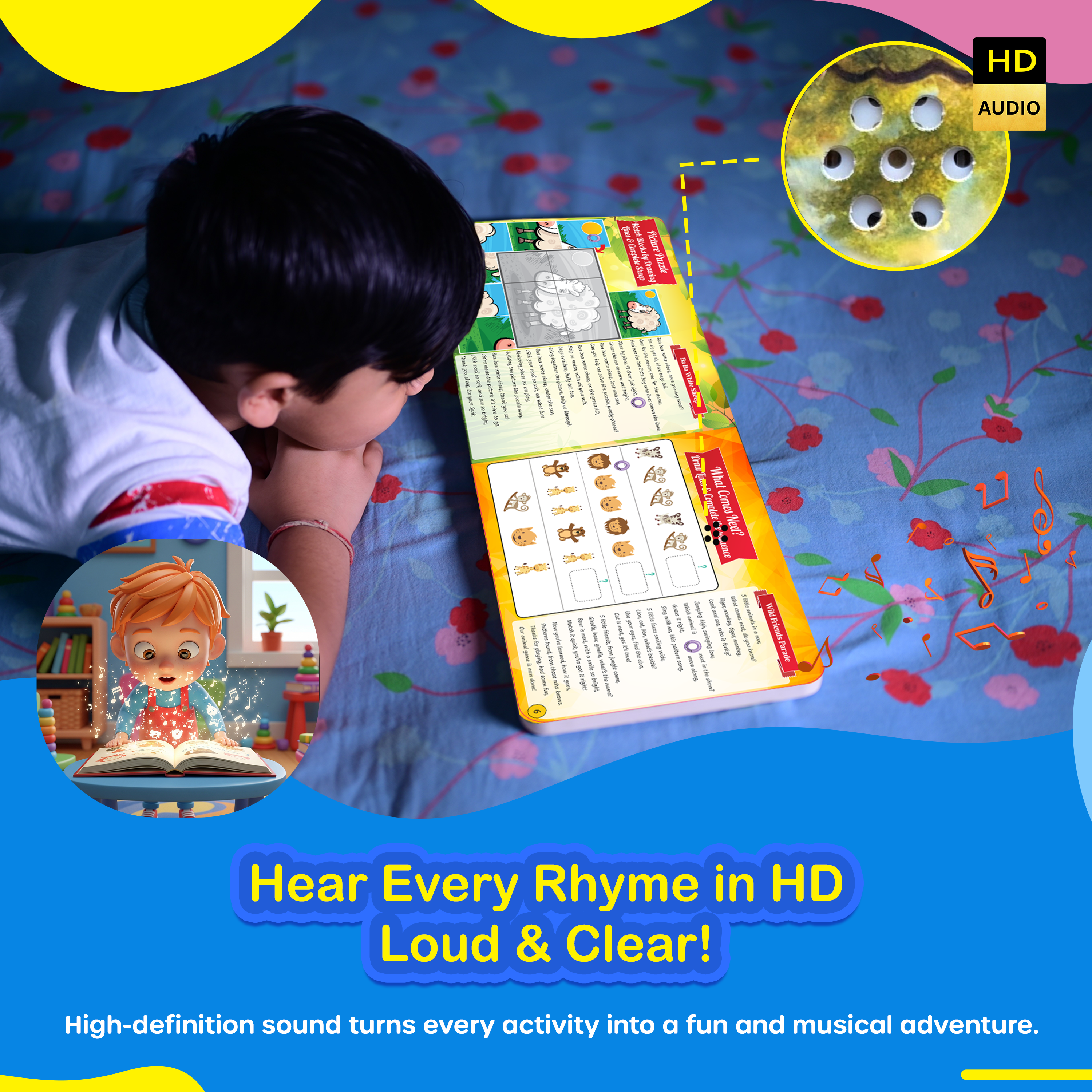 Kiddale 2 in 1- Audio Guided Brain Boosting Activities+ Sing- Along Rhymes Book