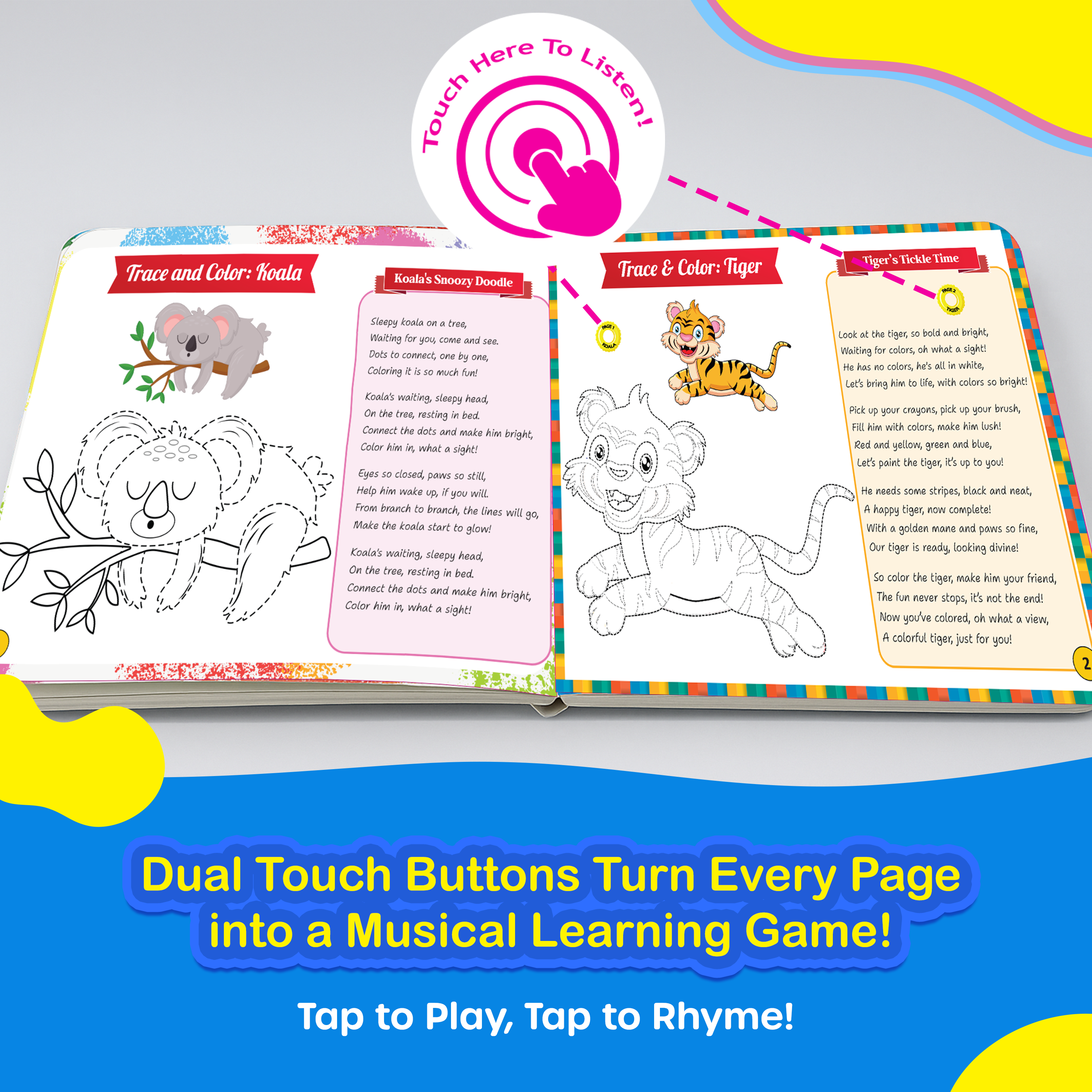 Kiddale Audio-Guided Coloring Book for Kids with Musical Rhymes for 2-5 Yrs Kids