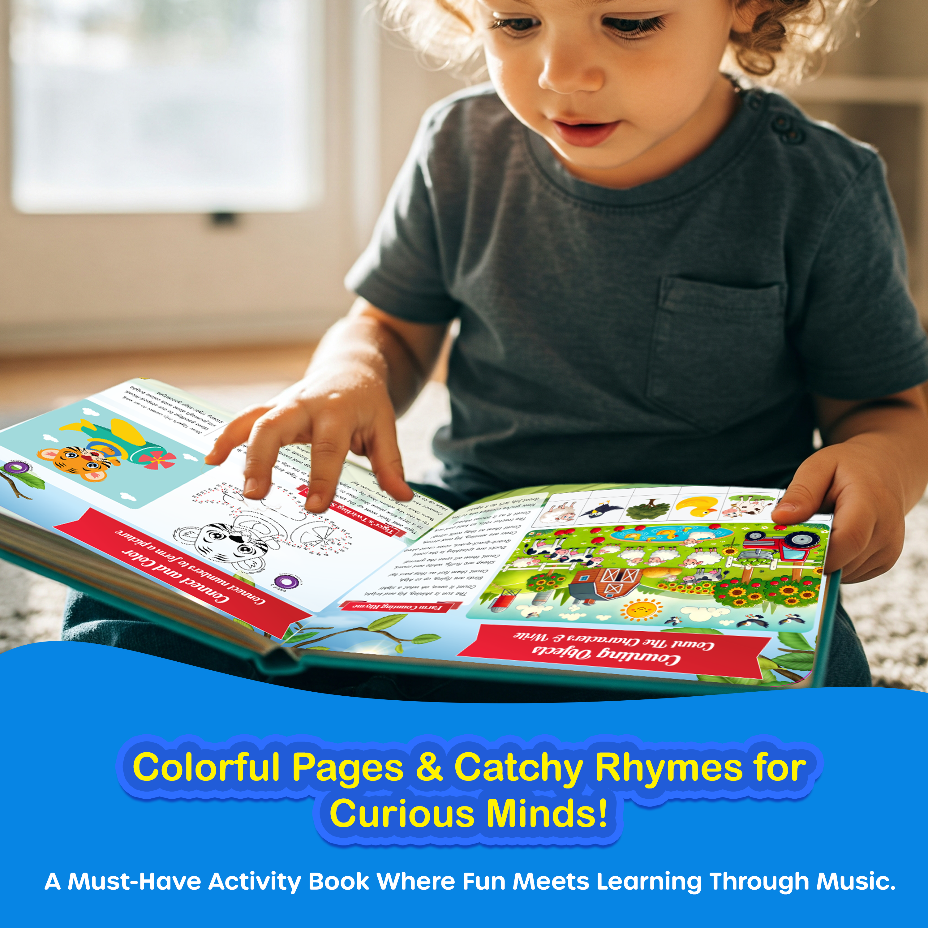 Kiddale 2 in 1- Audio Guided Brain Boosting Activities+ Sing- Along Rhymes Book