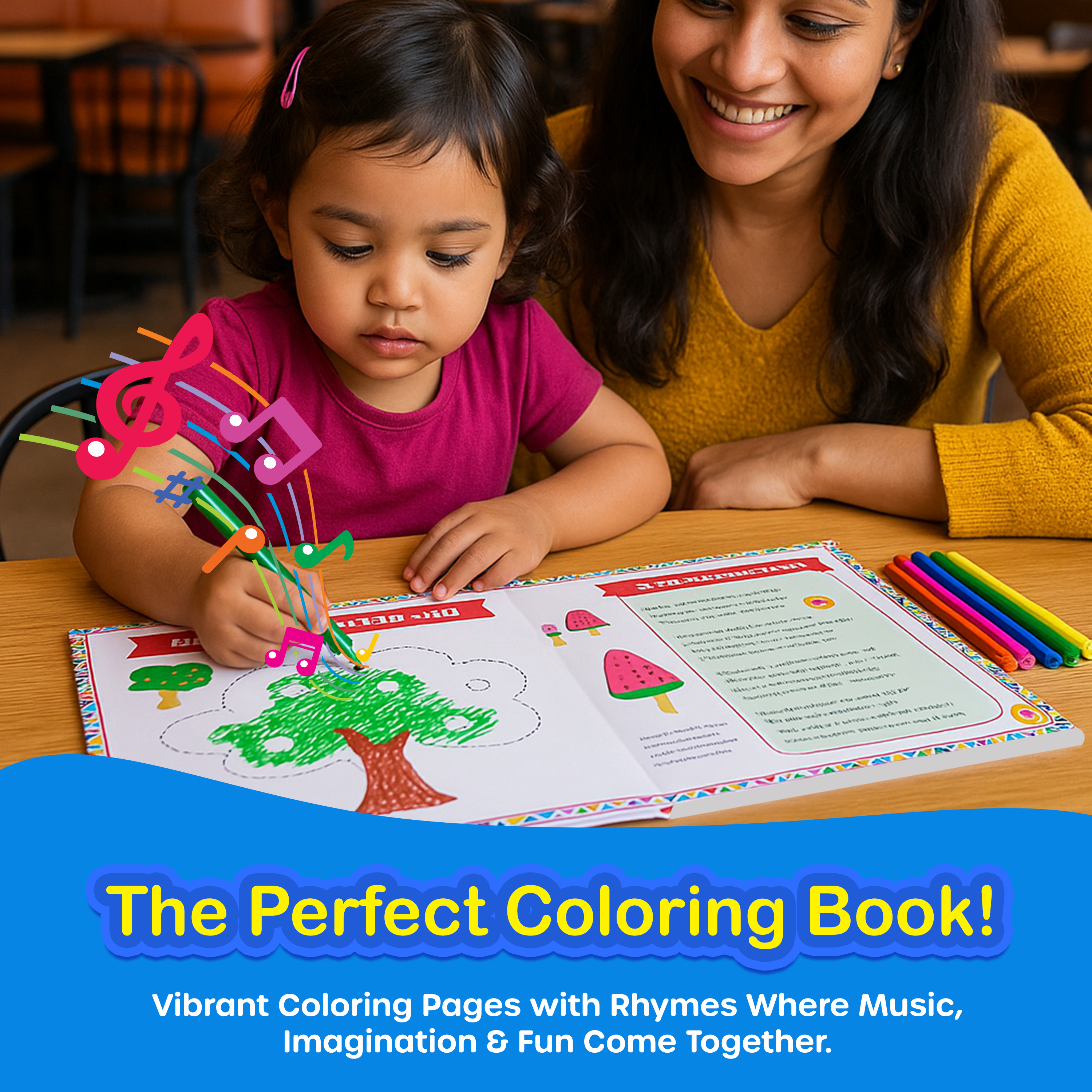 Kiddale Audio-Guided Coloring Book for Kids with Musical Rhymes for 2-5 Yrs Kids