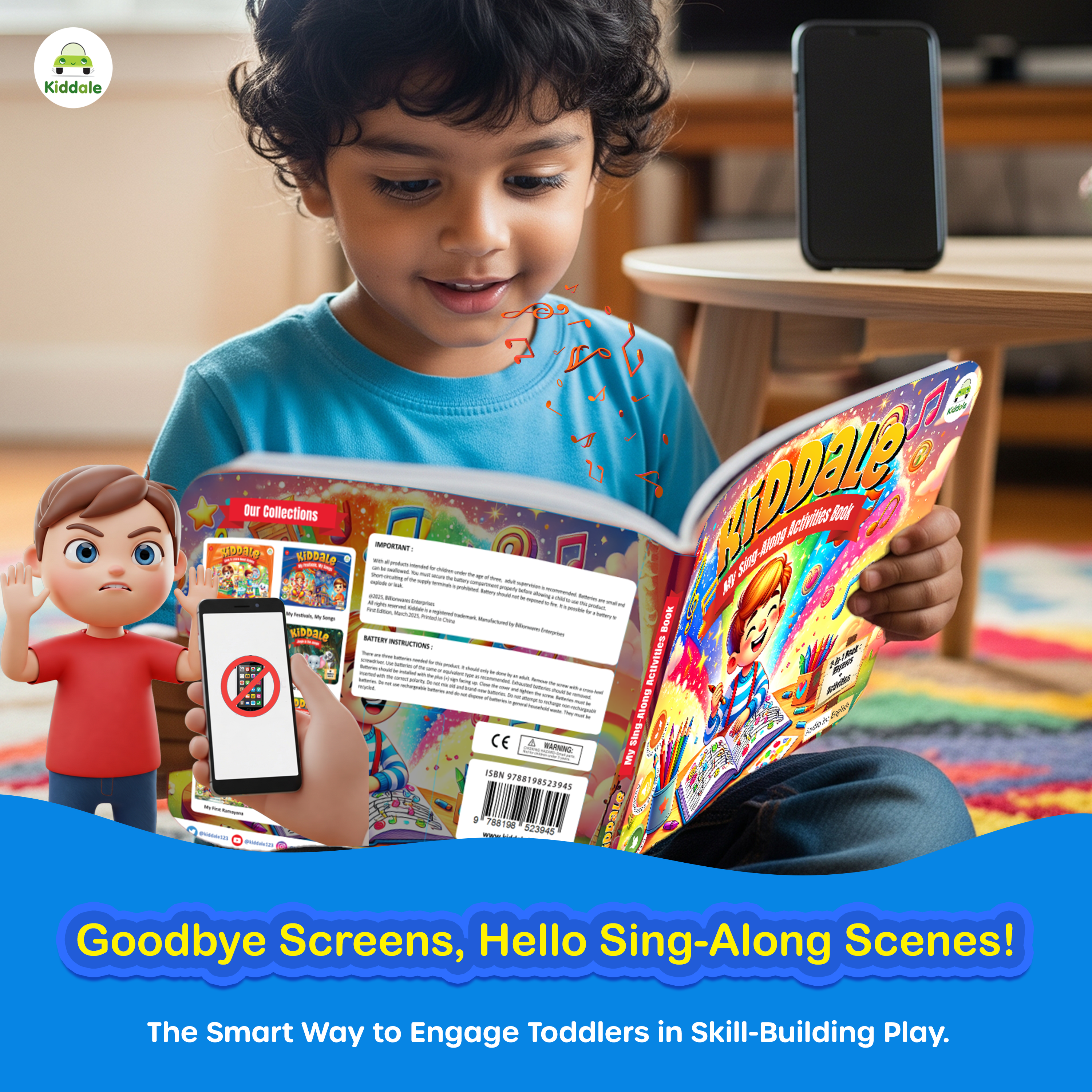 Kiddale 2 in 1- Audio Guided Brain Boosting Activities+ Sing- Along Rhymes Book