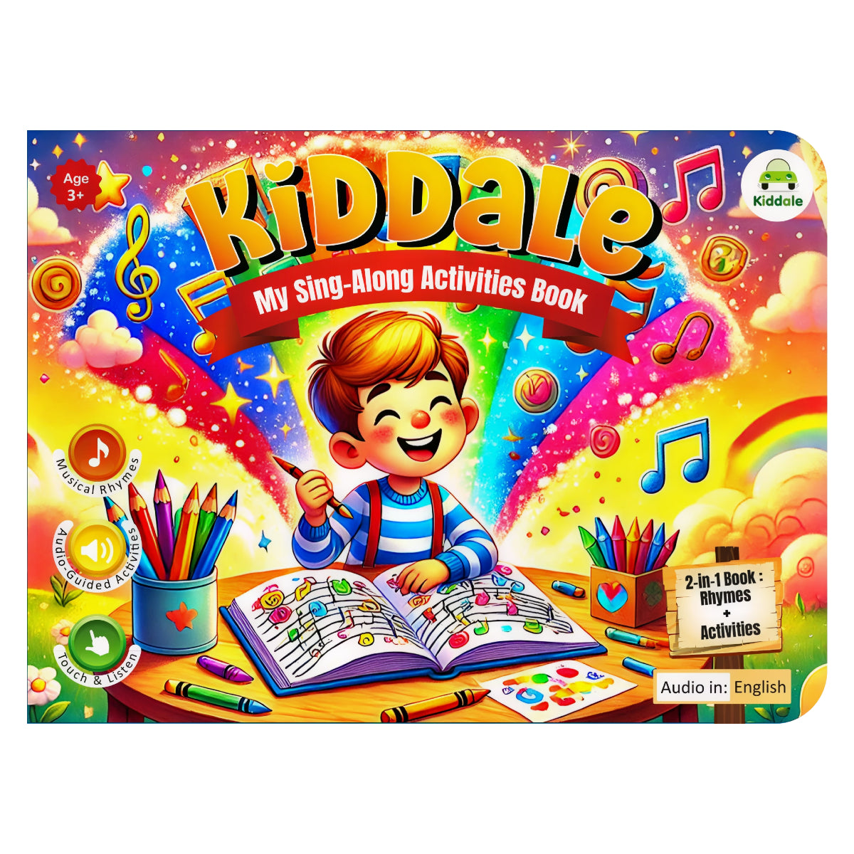 Kiddale 2 in 1- Audio Guided Brain Boosting Activities+ Sing- Along Rhymes Book
