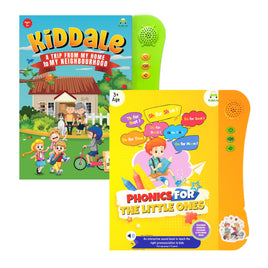 Kiddale Pack of 2 Musical Interactive Children Sound Books: My Home to Neighbourhood & Phonics|Ideal Gift for 3+ Years Baby|E Learning Book|Smart Intelligent Activity Books|Nursery Rhymes|Talking Book Kiddale