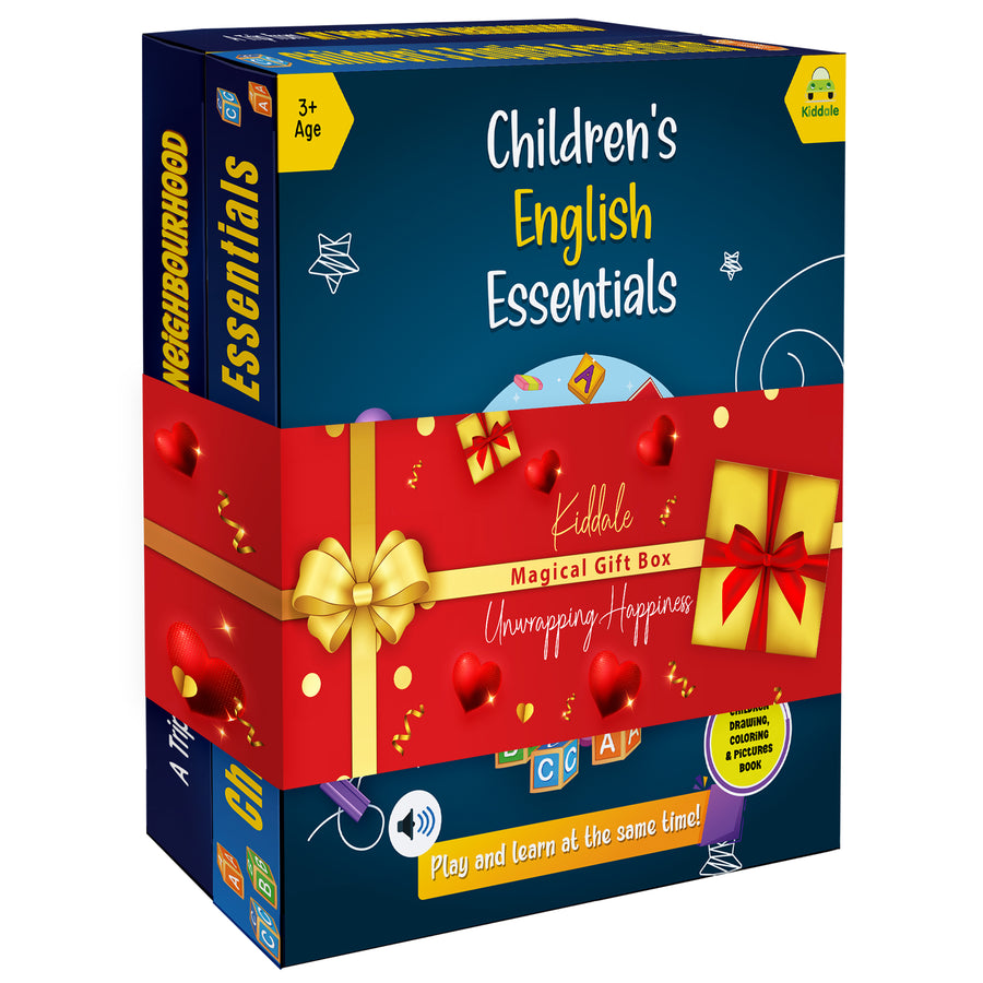 Kiddale 2-Pack Interactive Musical Sound Books: My Home to Neighbourhood & English Essentials - Gift for 3+ Years, E-Learning, Intelligent Activity Book Kiddale