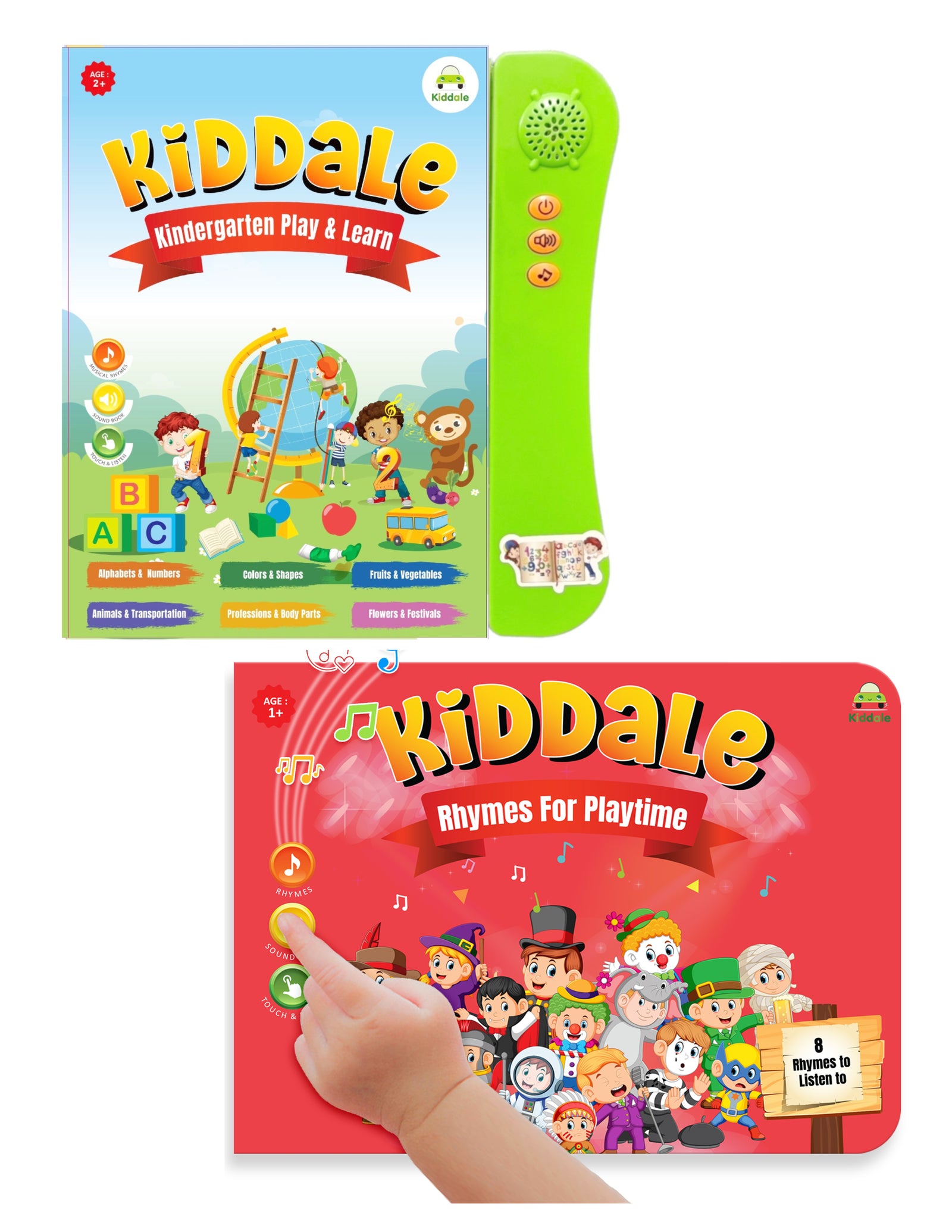 Kiddale 2-Pack Play N Learn and Rhymes For Playtime Musical Interactive Sound Books