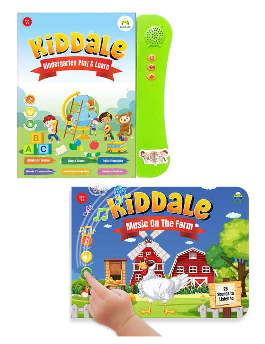 Kiddale 2-Pack Play N Learn and Music on the Farm Musical Interactive Sound Books