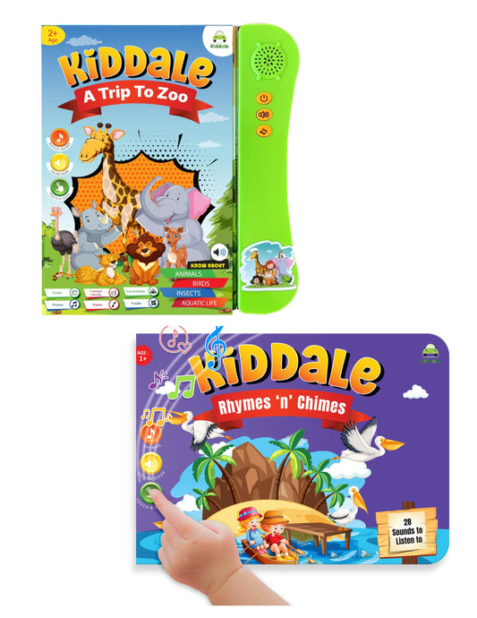 Kiddale 2-Pack Trip to Zoo and Rhymes and Chimes Musical Interactive Sound Books