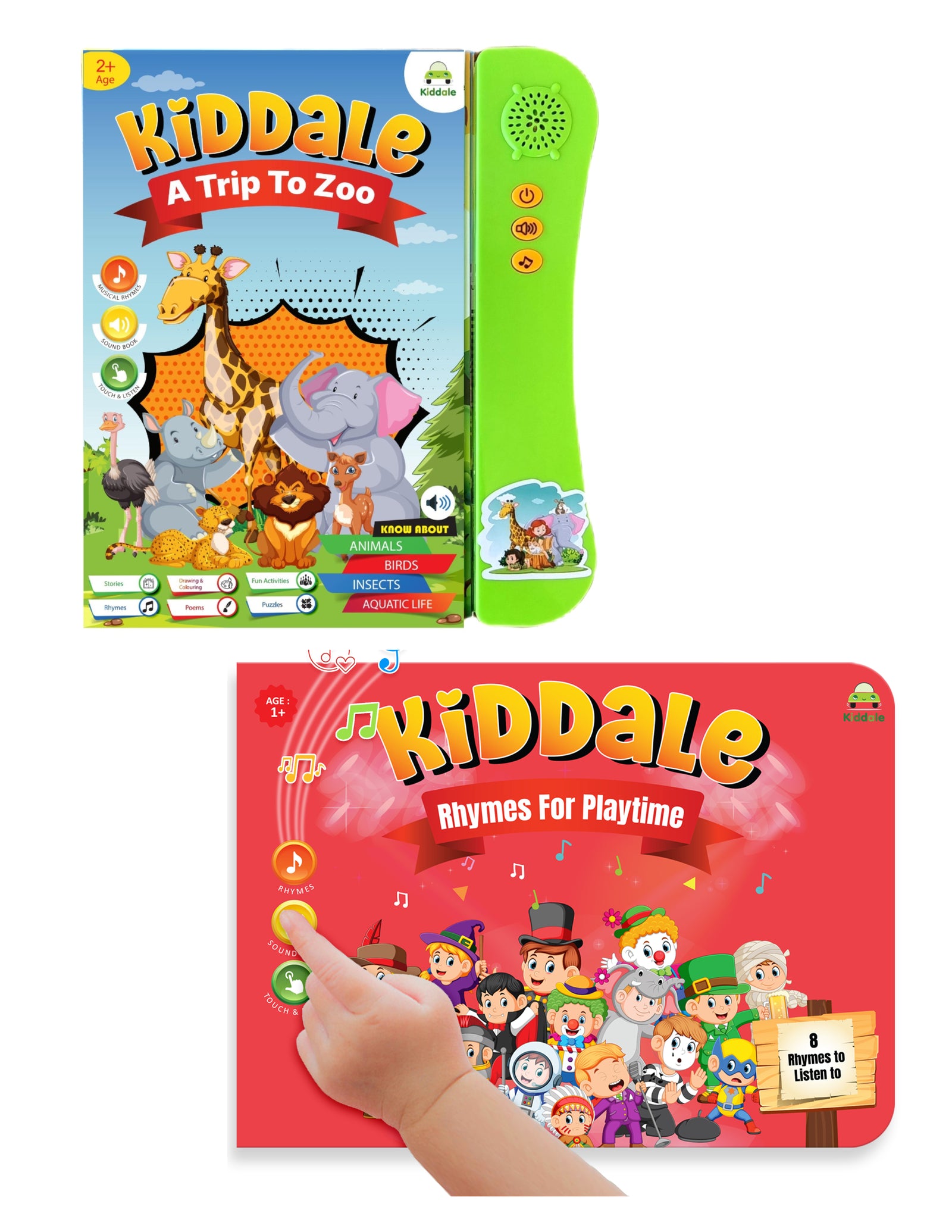 Kiddale 2-Pack Trip to Zoo  and Rhymes For Playtime Musical Interactive Sound Books