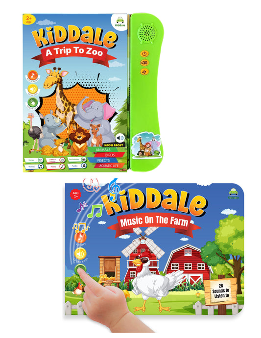 Kiddale 2-Pack Trip to Zoo  and Music on the Farm Musical Interactive Sound Books