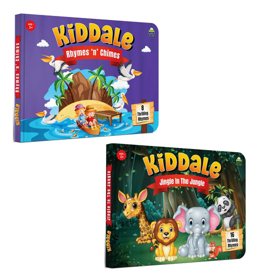 Kiddale 2-Pack Rhymes n Chimes and Jingle in the Jungle Board books.