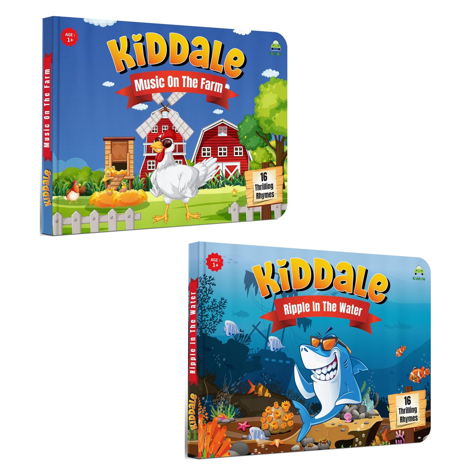 Kiddale 2-Pack Music on the Farm and Ripple in the Water Board books.