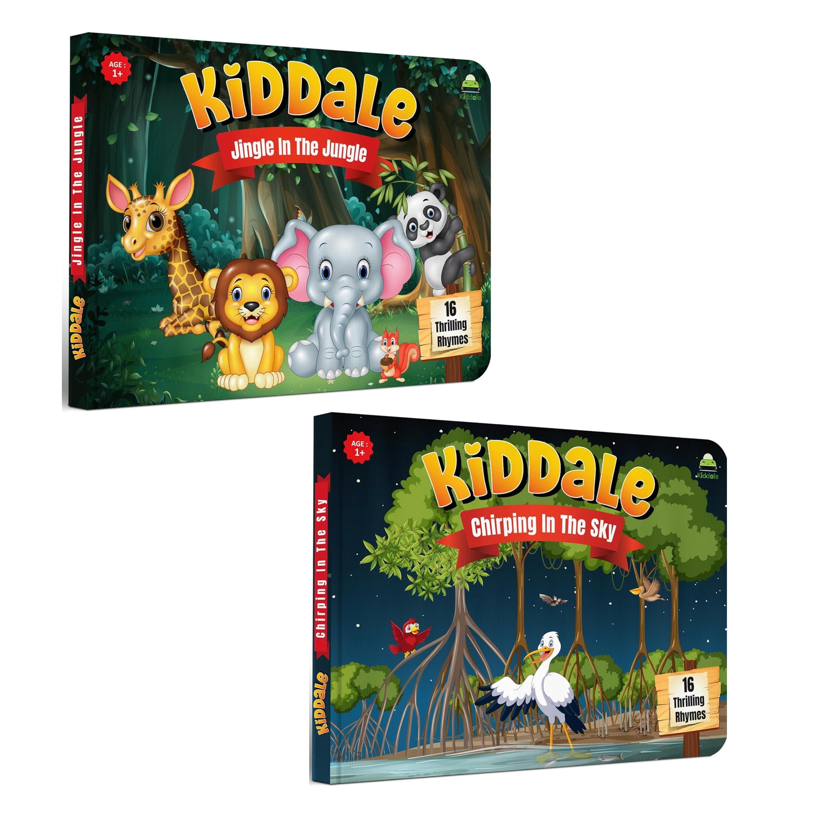 Kiddale 2-Pack Jingle in The Jungle and Chirping in the Sky Board books.