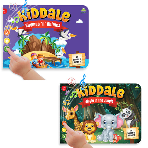 Kiddale Pack of 2 Rhymes Book| 8 Classical and 16 Wild Animal Nursery Rhymes|28 Sounds each |Interactive Touch n Play Sound Book|Best Gift with Musical Learning for 1-3 Years|Sing Along Books Kiddale
