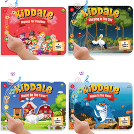 Kiddale Pack of 4 Rhymes Book|8 Classical +16 Rhymes each for Farm,Aquatic Animals & Birds |28 Sounds each|Interactive Touch n Play Sound Book|Best Muiscal Gift for 1-3 Years|Sing Along Books Kiddale123