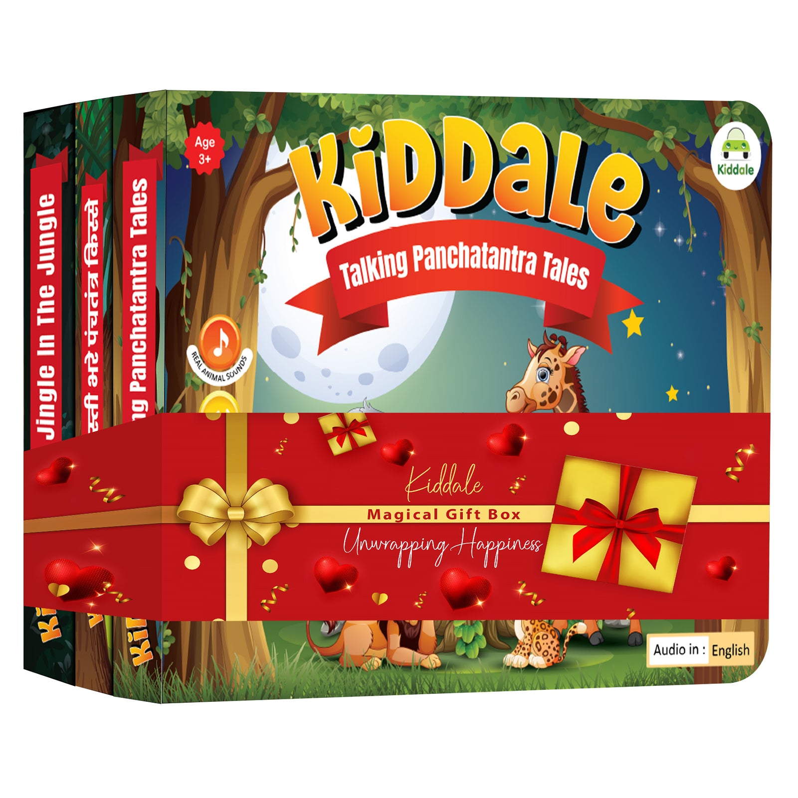 Kiddale 3-Pack Jingle in the Jungle, Hindi and English Panchatantra Musical Interactive Sound Books