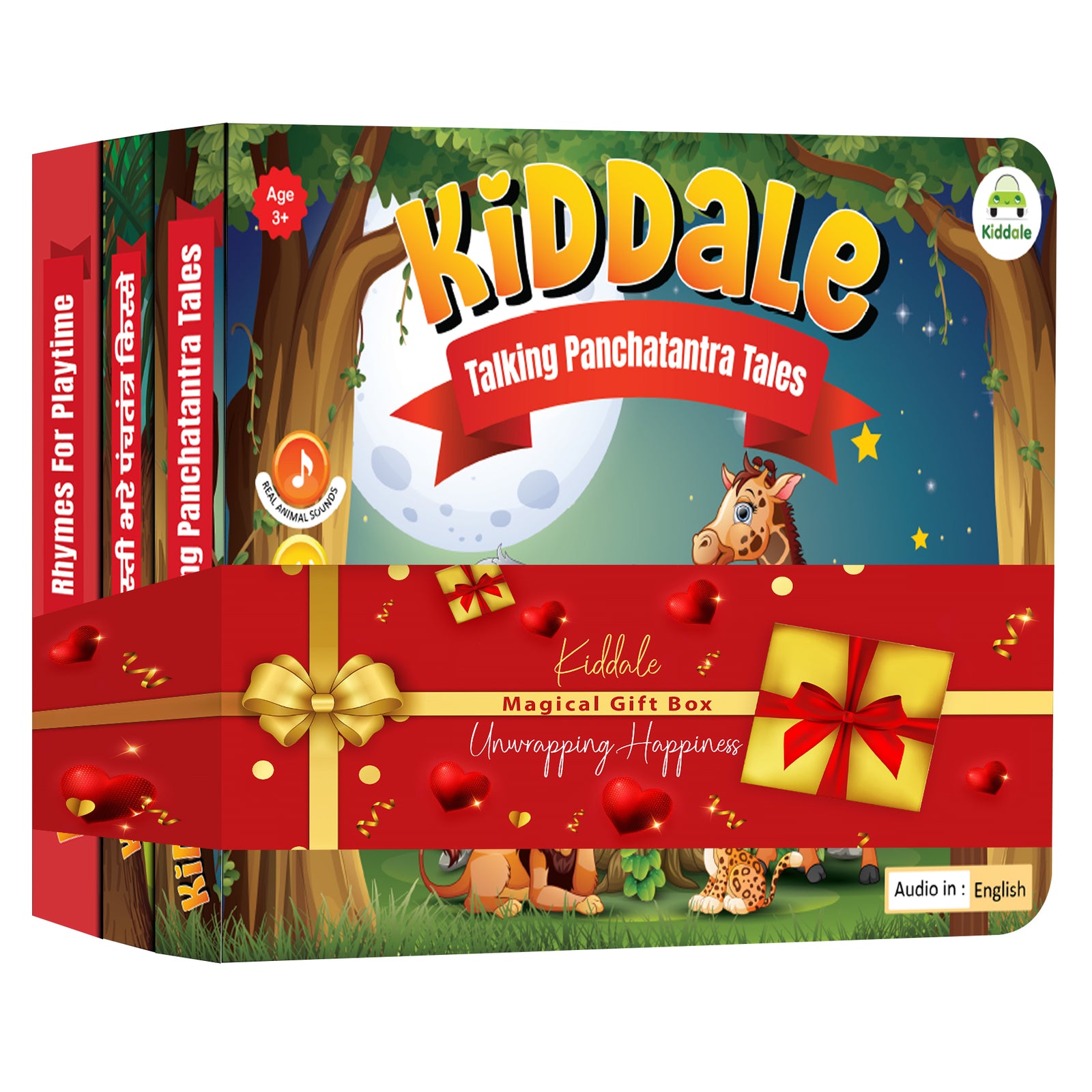 Kiddale 3-Pack Rhymes for Playtime, Hindi and English Panchatantra Musical Interactive Sound Books