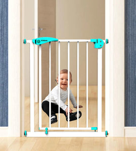 Kiddale Baby Safety Gate(81-90cm)- Extra Wide Barrier(Fence) for Kids, Dog Door, Railing for Kids Auto Close for Baby, Kids, Dogs, Pets, Infants Height: 75cm-White with 4 Strong Wall Grippers Kiddale