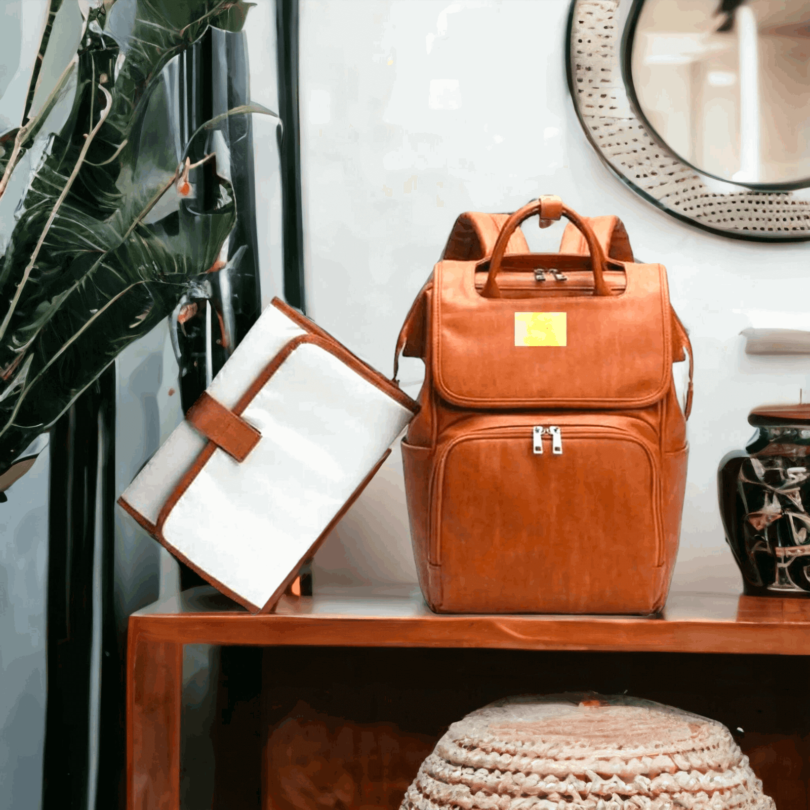 Leather mom bag deals