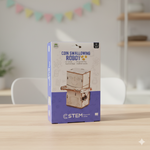 Kiddale Wooden STEM Coin Swallowing Robot Kit for Kids 6–14 Years | DIY Moving Robotics Kit | School Science Project & Engineering Learning Kit | Interactive Assembly Model