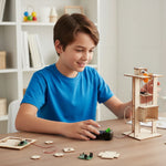 Kiddale Wooden STEM Elevator Kit for Kids 6-14 years | DIY Working Lift Model | Science Engineering Learning Kit | Hands-On Assembly & Motorized Action Project