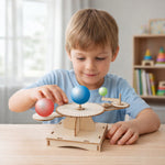 Kiddale Wooden STEM Sun, Earth & Moon Model Kit for Kids 6–14 Years | 3 Ball Rotating Astronomy Model | DIY Science Learning Kit | Hands-On Assembly Project