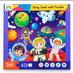 Kiddale Space Story Magnetic Puzzle Book(3-7yrs) | Zuzu & Max Space Adventure & Galaxy Rescue Stories with 2 Picture Puzzles | Fun Activity Book for Kids