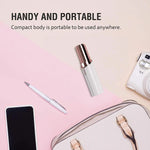 Upscale Premium Women Painless Facial and EyeBrow Hair Trimmer,Shaver and Remover, Lipstick Style with built-in LED light, Waterproof in 18K gold plated design, Battery Mode-White Kiddale123