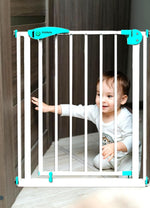 बच्चों, बच्चों, कुत्तों, पालतू जानवरों, शिशुओं के लिए किडेल बेबी सुरक्षा गेट (बैरियर, बाड़) | घर के अंदर के कमरे के दरवाजे के लिए उपयुक्त (77-86 सेमी) | 2.5 फीट गेट, डबल लॉकिंग तंत्र | बाल सुरक्षा सीढ़ी और रसोई गेट 