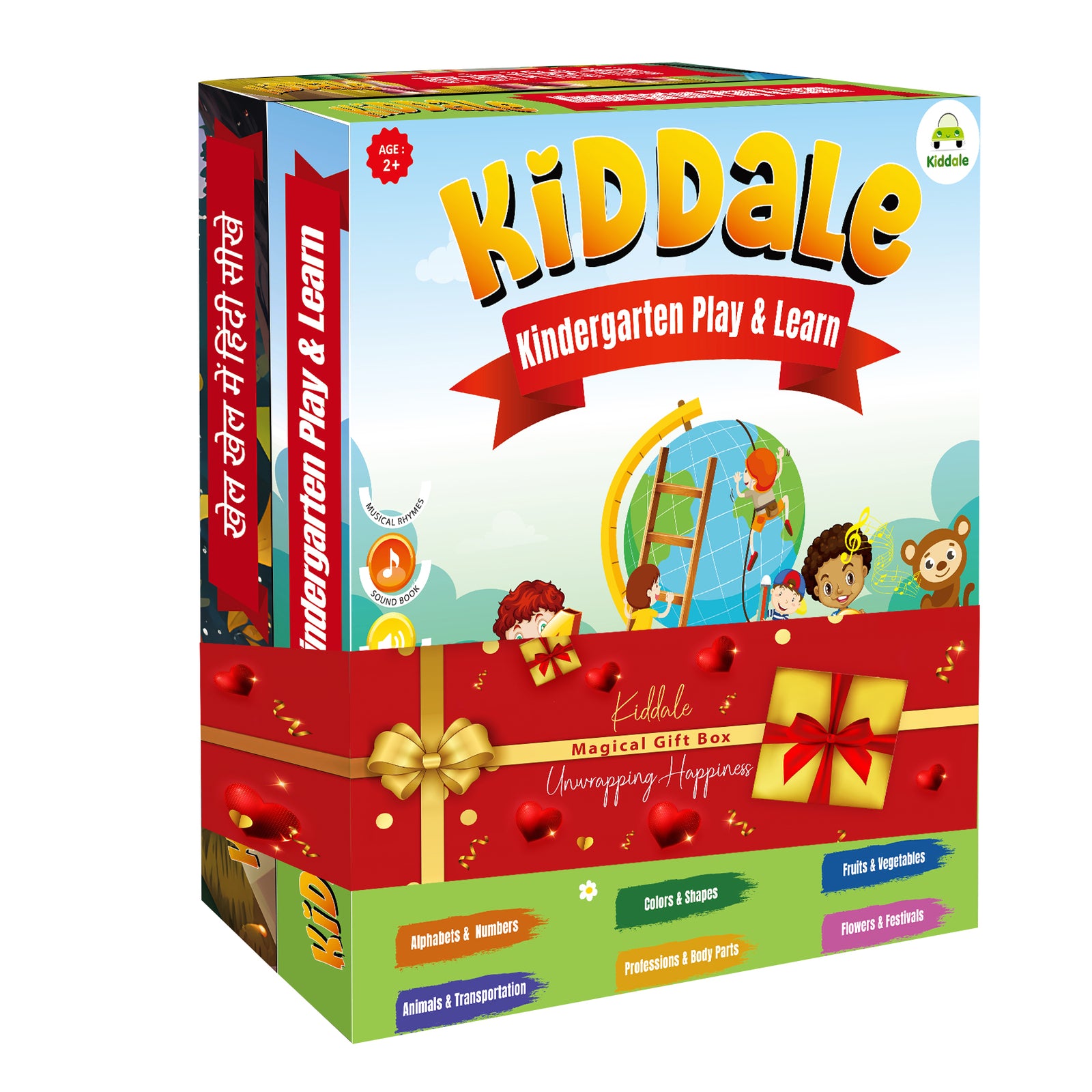 Kiddale 2-Pack Play N Learn and Hindi Nursery Rhyme Musical Interactive Sound Books