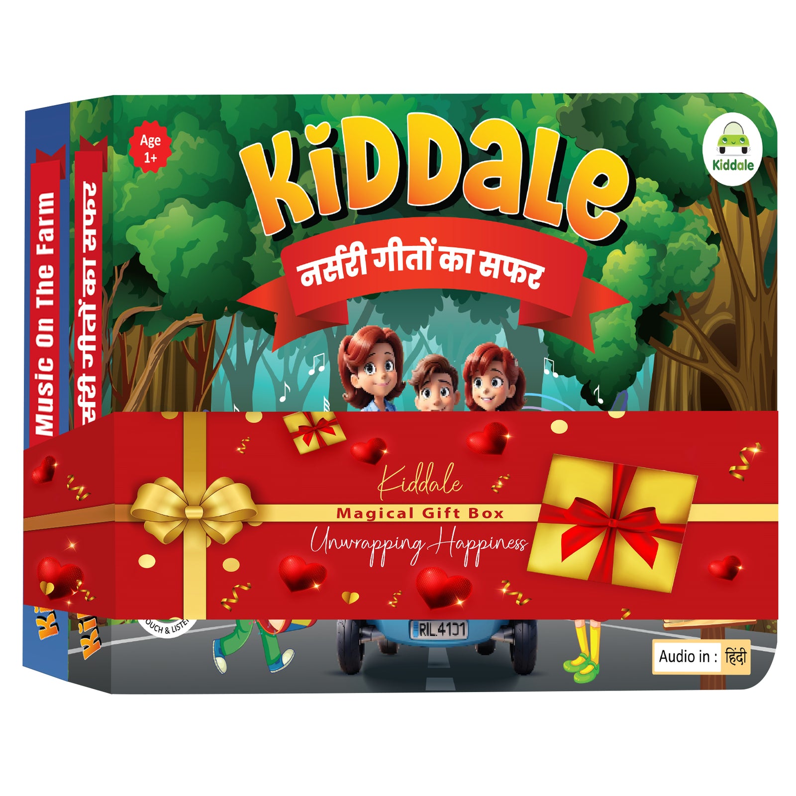 Kiddale 2-Pack Music on the Farm and Hindi Nursery Rhyme Musical Interactive Sound Books