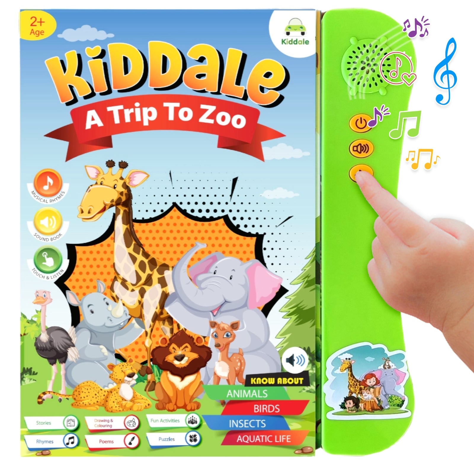 Kiddale Musical Book on Animals with Activities, Stories and Rhymes(1+)