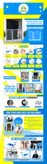 बच्चों, पालतू जानवरों के लिए किडेल ऑटो क्लोज बेबी सेफ्टी गेट (87-96 सेमी)| घर के अंदर के दरवाज़ों के लिए उपयुक्त | डबल लॉकिंग मैकेनिज्म और ऑटो क्लोजर के साथ 3 फीट का गेट| सीढ़ियाँ, रसोई, बालकनी| सुरक्षा के लिए बाल सुरक्षा द्वार 