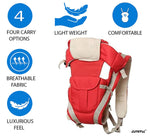 Kiddale Adjustable 4-in-1 Comfortable Buckle Straps Baby Carrier Sling Bag with Baby Carry Front/Back Carrier for Baby Wrap Holder (Red) Kiddale123