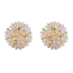 Upscale Ladies Beautiful Flower Stud Earrings,Luxury Earrings, Fashion Jewelry,Gift for Women and Girls - White Kiddale123