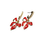 Upscale Ladies Beautiful Bow Shaped Drop Earrings Red