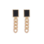 Upscale Ladies Geometric Square Earring, Artificial Drop Earrings,Gold Plated Chain Link Fashion Earring, Perfect Jewellery Gift for Women and Girls - Gold Kiddale123