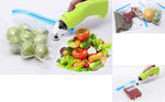 Upscale Handheld Mini Portable Cordless plastic Bag vaccum sealer| Food packing sealing machineFood Vacuum Packaging with 5 Food Storage Bags, Super Power Vacuum Machine (AA Battery mode) - Green Kiddale123