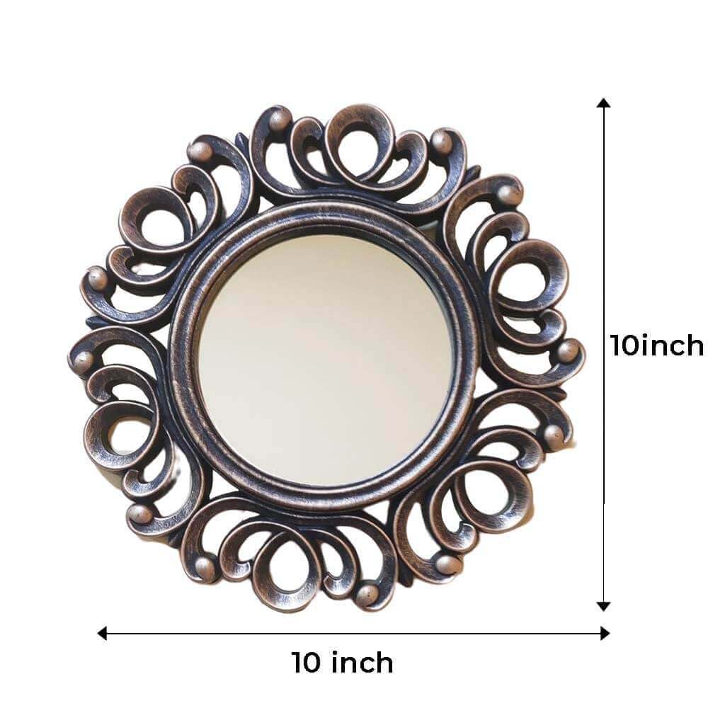 Upscale Wall Mounted Decorative Glass Mirrors for Living Room, Home Decor & Bedroom, Round Hanging Wall Decor Accessories (Gold, 10 inch) -Set of 3, Framed