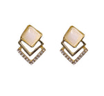 Upscale Ladies Beautiful Diamond Shape Earrings,Luxury Earrings,Elegant Rhinestone Fashion Jewelry, Gift for Women and Girls - Gold Kiddale123