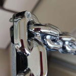 Upscale Modern Home Door Name Plate with Black Acrylic Background Chain Style Metal Chrome Finish Size 12"x6" - Silver (Name Stickers not Included)