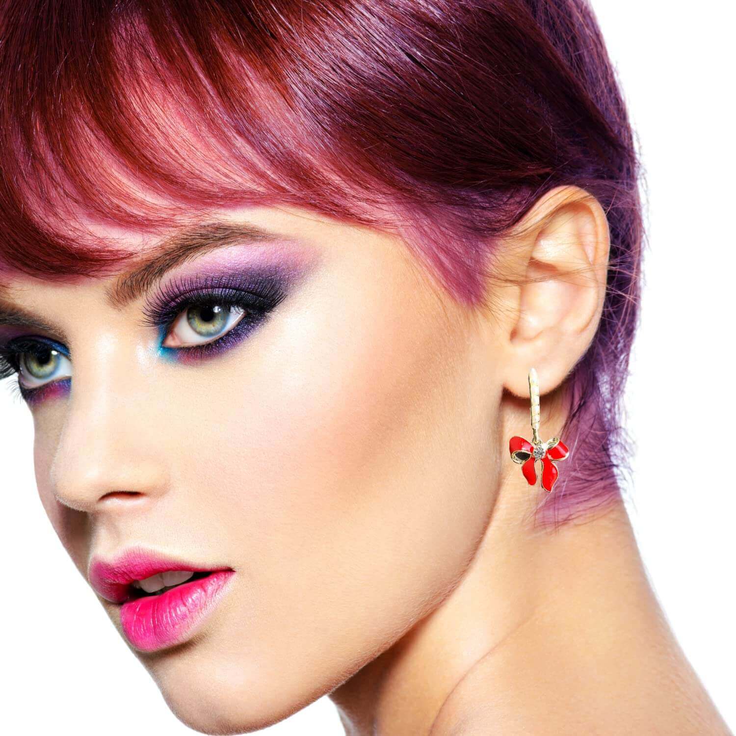 Upscale Ladies Beautiful Bow Shaped Drop Earrings Red